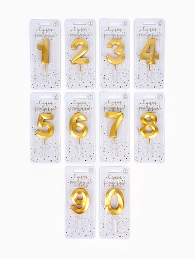 Свечи для торта цифры «Золотые витые», 50 шт. в шоу-боксе