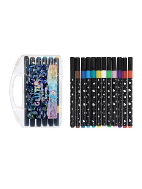 Фломастеры 12 цветов с блестками, в пластиковой коробке  (артикул 10947779)  большой выбор товаров оптом и в розницу по низким ценам с доставкой