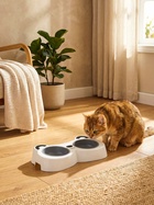 Миска двойная «Панда», 2×160 мл, пластик, белая, серая - фото 68979571