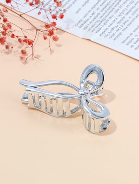 Крабик для волос «Хилман», бант, 11 см, серебро  (артикул 10955446)  большой выбор товаров оптом и в розницу по низким ценам с доставкой