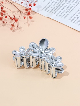 Крабик для волос «Хилман», цветы, 11 см, серебро  (артикул 10955449)  большой выбор товаров оптом и в розницу по низким ценам с доставкой