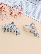 Крабик для волос «Хилман», сердце и цветы, 11.5 см, МИКС серебро - фото 68979617