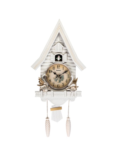 УЦЕНКА Часы настенные интерьерные большие с кукушкой «Лебеди», плавный ход, 63×8×32 см, белые 518357