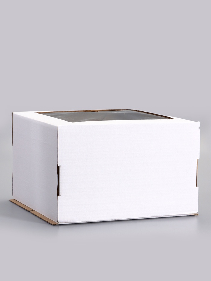 Коробка для торта, кондитерская, белая, с окном 30×30×19 см Набор 5 шт.