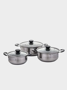 УЦЕНКА Набор кастрюль 3 шт: кастрюли 15/17/18,5 см со стеклянными крышками, индукция - Фото 1