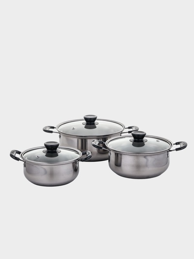 УЦЕНКА Набор кастрюль 3 шт: кастрюли 15/17/18,5 см со стеклянными крышками, индукция