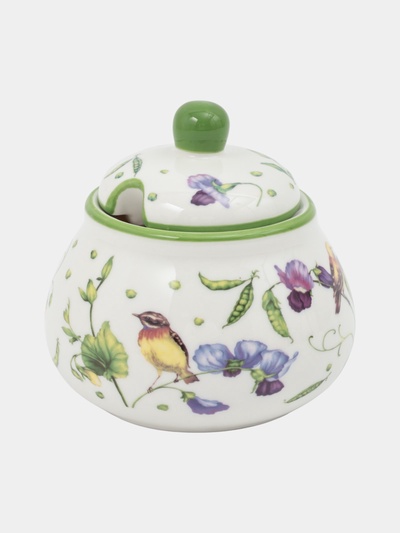 УЦЕНКА Сахарница с ложкой "Зеленый сад" 320 мл, 10x9 см