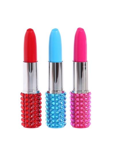 УЦЕНКА Ручка шариковая-прикол Помада со стразами МИКС