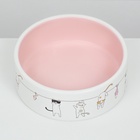 УЦЕНКА Миска керамическая "Весёлые котики" 300 мл 12,5 x 4,5 cм, бежево-белая - Фото 4