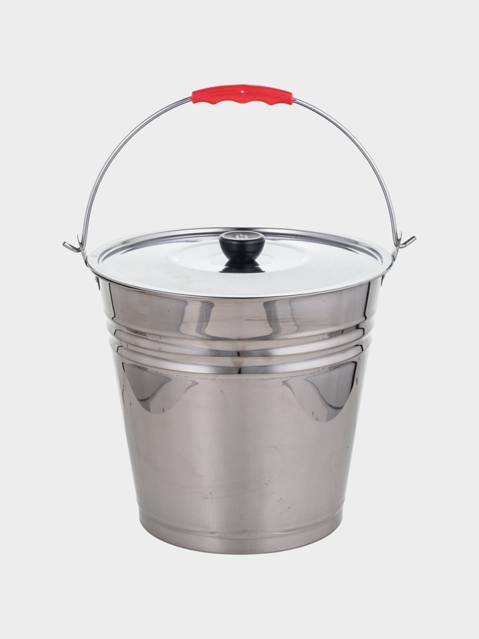 УЦЕНКА Ведро с крышкой 8 л, d=28 см, из нержавеющей стали AISI 201 - Фото 1