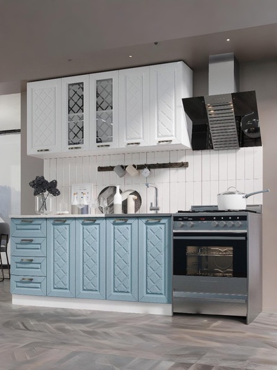 УЦЕНКА Кухня Агава 1600×600, Акация белая/Аква