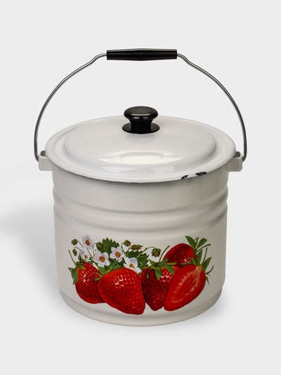 УЦЕНКА Ведро эмалированное, 10 л, с крышкой и ручкой, белое