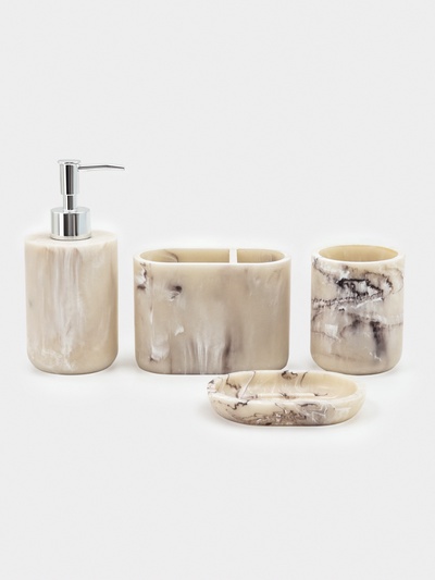 Набор для ванной «Мгновение», 4 предмета, дозатор, 2 стакана, мыльница