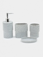 Набор для ванной «Морено», 4 предмета, дозатор, 2 стакана, мыльница, серый - фото 809483088