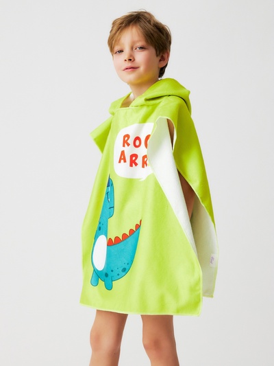 Полотенце - пончо детское махровое LoveLife «Дино» 60×120 см, зелёное