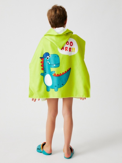 Полотенце - пончо детское махровое LoveLife «Дино» 60×120 см, зелёное