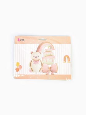 Воздушные шары фольгированные, набор «День рождения, розовый», 4 шт.