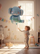 Воздушный шар фольгированный 35" «Голубой слоник» 10947659