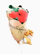 Воздушный шар фольгированный 27" «Зайчик с букетом» - Фото 2