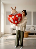 Воздушный шар фольгированный 30" «Зайка с сердцем» - Фото 5