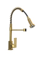 УЦЕНКА Смеситель для кухни Accoona A44126AW, однорычажный, гибкий излив, 2 режима, высокий, золото 9 - Фото 2