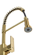 УЦЕНКА Смеситель для кухни Accoona A44126AW, однорычажный, гибкий излив, 2 режима, высокий, золото 9 - Фото 3