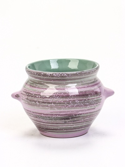 УЦЕНКА Горшок керамический для запекания №5 с ручками, 0.5 л / 10×10.5 см, без крышки, МИКС