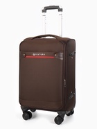 УЦЕНКА Чемодан на колёсах TEXTURA, 52 л, текстильный, кодовый замок, с увеличением, 36×25×58 см, 20", коричневый - Фото 2