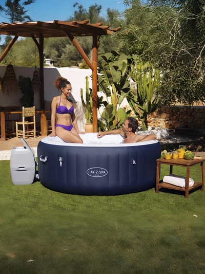 Спа - бассейн Miami EnergySense AirJet 4 Dark Blue, 180×66 см, фильтр-насос, тент, дозатор для химии, аэромассаж, круглый, 6001C Bestway