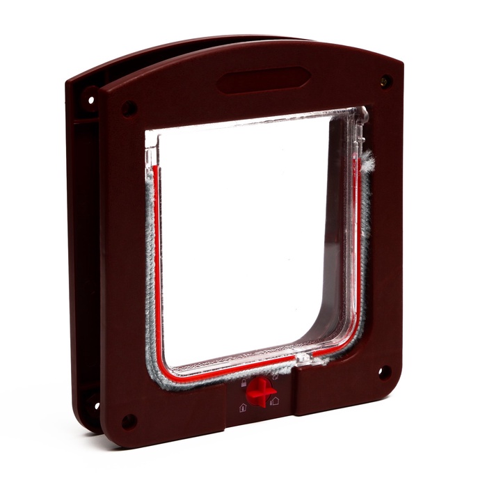 УЦЕНКА Дверь для животных с 4 режимами, проем 15×15.5 (общ. 22.5×20 см), тёмно-коричневая - Фото 1