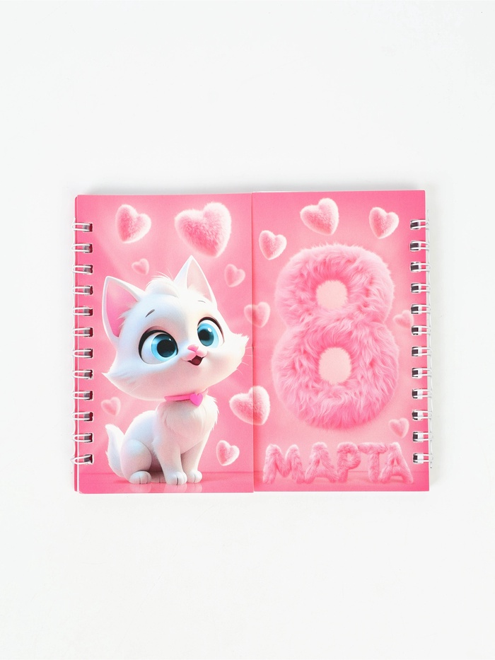 Двойной блокнот на гребне, мягкая обложка, размер 14,5 х12см, 48 л 