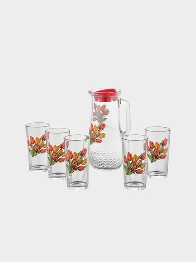 УЦЕНКА Набор питьевой «Букеты», 6 предметов: кувшин 1.7 л, 5 стаканов 230 мл