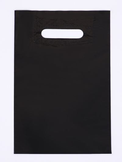 Пакет полиэтиленовый с вырубной ручкой, чёрный 20×30 см, 60 мкм