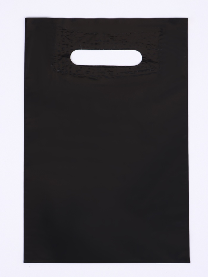 Пакет полиэтиленовый с вырубной ручкой, чёрный 20×30 см, 60 мкм - Фото 1