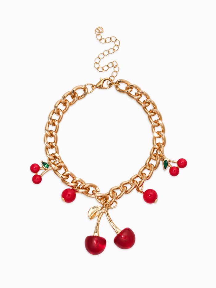 Браслет на цепи «Вишневый рай. Большая вишенка», L=17 см, красный в золоте - Фото 1