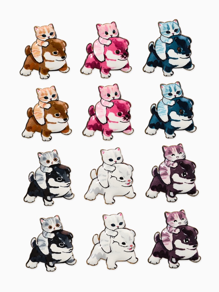 Брошь «Котёнок с щеночком» озорные, МИКС в золоте - Фото 1