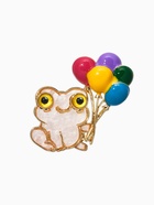 Брошь перламутровый «Лягушка с воздушными шариками», цветная в золоте - фото 68980012