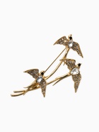 Брошь «Три ласточки», белая в золоте - фото 68980020