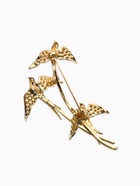 Брошь «Три ласточки», белая в золоте - фото 68980021