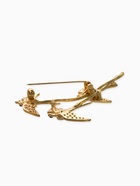 Брошь «Три ласточки», белая в золоте - фото 68980022