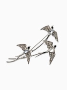 Брошь «Три ласточки», белая в серебре - фото 68980024