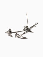 Брошь «Три ласточки», белая в серебре - фото 68980026