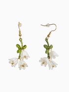 Серьги «Цветы Ландыша», бело-зелёные в золоте - Фото 1