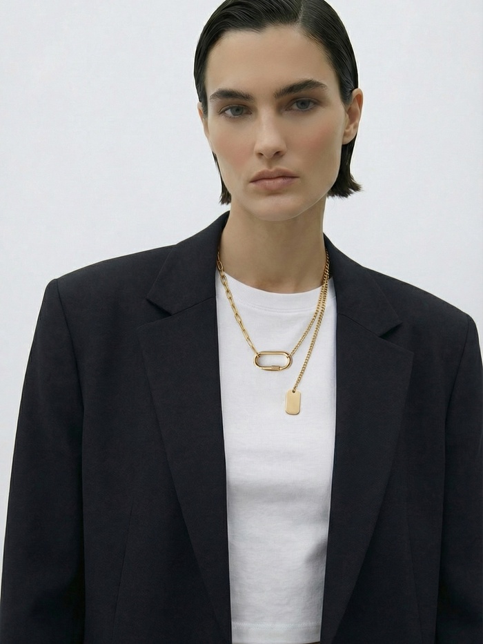 Цепь «Карабин», L=40 см, цвет золото - Фото 1