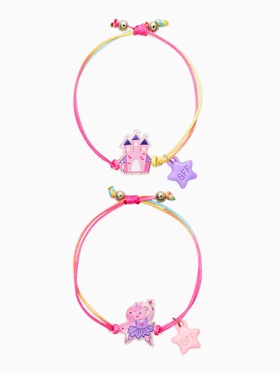 Браслеты детские парные «Выбражулька. Неразлучники. Замок и звезды», фиолетовые (комплект 2 шт)