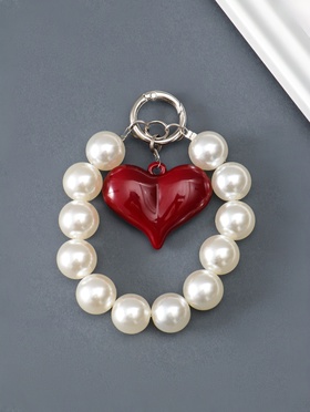 Брелок для ключей на карабине «Жемчужины и сердце», бусины d=1.6 см, сердце, 4.3×3.5 см 14 см