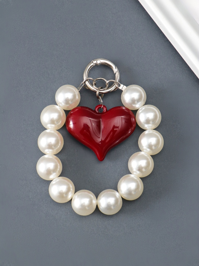 Брелок для ключей на карабине «Жемчужины и сердце», бусины d=1.6 см, сердце, 4.3×3.5 см 14 см - Фото 1