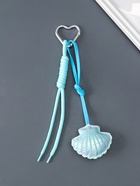 Брелок для ключей на карабине «Морская ракушка», голубой, с узлом, кожзам, текстиль, 22×7×2.3 см - фото 809483868