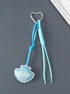 Брелок для ключей на карабине «Морская ракушка», голубой, с узлом, кожзам, текстиль, 22×7×2.3 см - фото 809483870