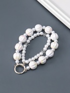 Брелок для ключей на карабине «Две нитки с жемчугом», бусины d=0.8 см и 1.6 см, 12.5×1.6 см  (артикул 10959738)  большой выбор товаров оптом и в розницу по низким ценам с доставкой